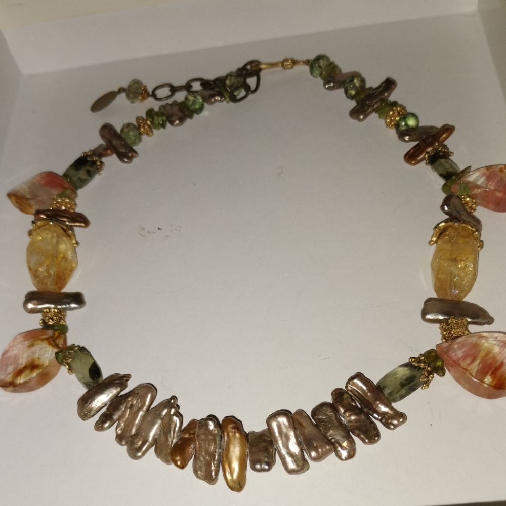 Vintage Elegant Maya Evangelista Multicolor Beaded Choker Necklace